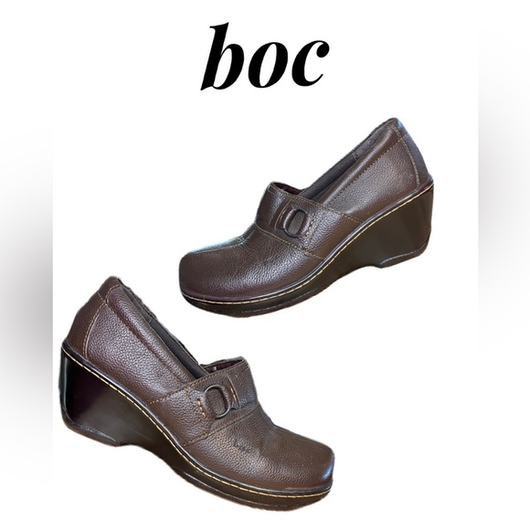 Born Shoes - born buckle Leather clogs Sz 10